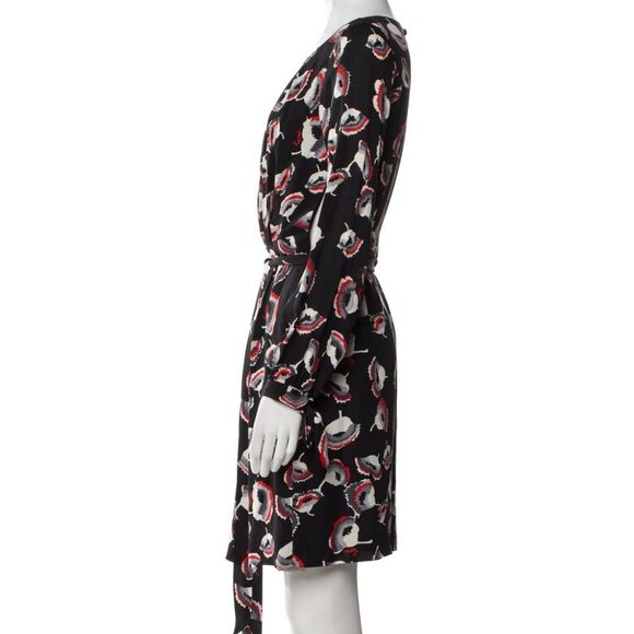 MILLY New York  💯 Silk Merlot Poppy Print Clemie Tie  Dress Size 12 Large - Picture 4 of 15